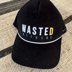 NEW Travis Mathew Beer Happy Wasted Weekend SnapBack Hat Black Corduroy